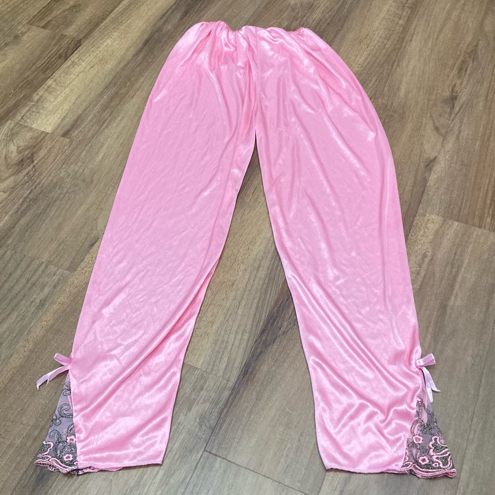 Vintage 90s Silky Nylon Pants with Lace Accent Trim Princess Bratz